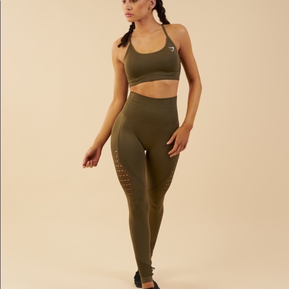Energy Seamless khaki leggings & bra set for trade